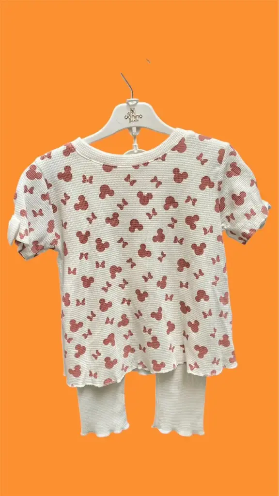 ENSEMBLE BAS ET HAUT BLANC MOTIF MICKEY