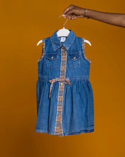 Robe jean motif madrasse